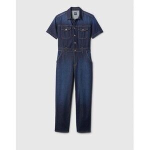 Gap Shortsleeve Denim Jumpsuit in Dark Indigo - Size 4 Utility Artsy Work School